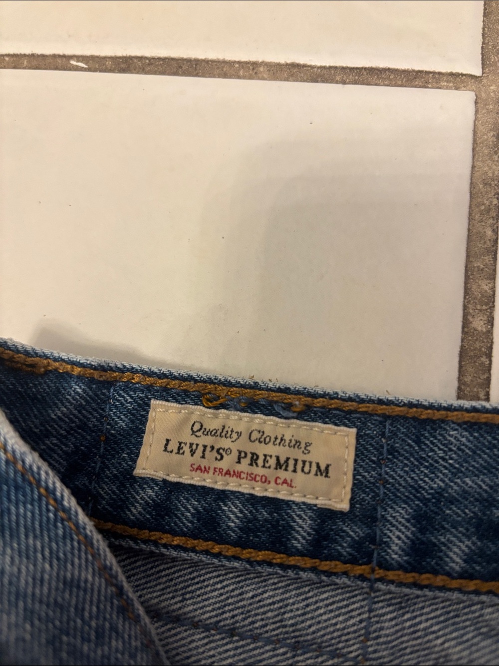 Levi's Distressed Blue Denim Jean Shorts - Picture 2 of 3